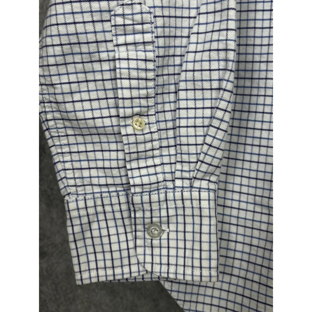 Ralph Lauren Boys White Blue Check Long Sleeve Button Down Shirt XL
